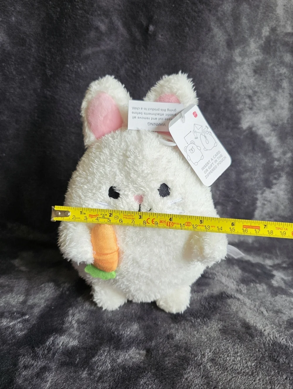 New American Greetings Easter Plush Bunny holding carrot with Zipper Pouch